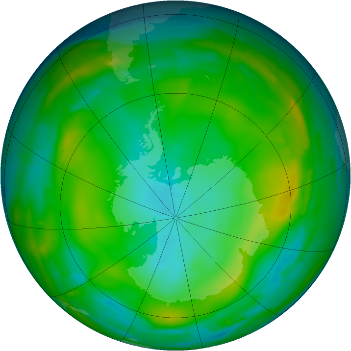 Antarctic ozone map for 04 July 2010